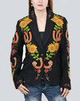 American Darling Women’s Embroidered Sunflower Blazer | Horseshoe Western Boho Fabric Jacket