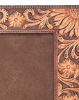 Handcrafted Leather Photo Frame With Floral Carving For Western Tabletop Display 10.5x9Inch
