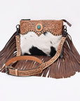 American Darling Crossbody Beautifully hand tooled Hair On Genuine Leather women handbag