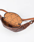 American Darling Women's Fanny Pack Western Hand Tooled Genuine Leather Handbag