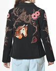 Embroidered Western Blazer With Floral Horseshoe Boho Fabric Shirt Jacket Dress Collection