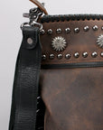 American Darling Vintage Leather Crossbody Bag Studded Conchos Western Stitching