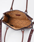 American Darling Women's Tote Western Hand Tooled Genuine Leather Handbag with Rivets