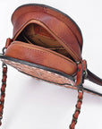 American Darling Women's Crossbody Western Hand Tooled Genuine Leather Handbag with Rivets