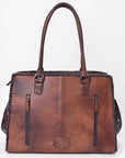 American Darling Women's Tote Western Hand Tooled Genuine Leather Handbag with Rivets