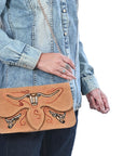 American Darling Rodeo Embroidered Suede Crossbody Bag Cowboy Gold