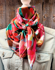35X35" Fuchsia and Brown Floral Pattern Wild Rag / Scarf WR1037