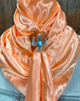 35X35" Solid Peach Wild Rag / Scarf WRS24 - Western Concho Wild Rag Slides - Assorted