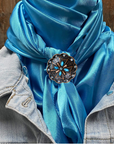 35X35" Solid Aqua Wild Rag / Scarf WRS8 - Western Concho Wild Rag Slides - Assorted