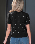 Polka Dot Bubble Short Sleeve Sweater