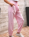 Solid Drawstring Elastic Waist Jogger Pants