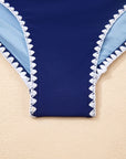 Colorblock Ric-Rac Trim Cutout Swimsuit