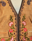 American Darling Suede Western Vest – Embroidered Boho Waistcoat with Floral & Paisley Detail