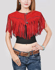 American Darling Red Genuine Suede leather ladies Dress Black