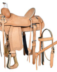 HILASON Western American Leather Ranch Roping Horse Saddle With Tack Set