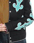 American Darling Women’s Western Blazer – Black Tailored Jacket with Turquoise Appliqué & Hand-Finished Whipstitch Trim