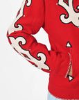 Western Red Blazer With Tailored Fit And Carefully Crafted Black Whipstitch Trim