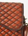 Quilted Leather Crossbody Bag For Women With Adjustable Strap