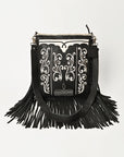 American Darling Full Grain Leather Crossbody Shoulder Bag Women Embroidered with Fringes & Adjustable Strap