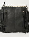 American Darling Full Grain Leather Crossbody Shoulder Bag Women Embroidered with Fringes & Adjustable Strap