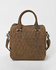 American Darling Quilted Genuine Leather & Hair-On Hide Crossbody Satchel Purse for Women Western Handbag with Studded Detail
