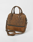American Darling Quilted Genuine Leather & Hair-On Hide Crossbody Satchel Purse for Women Western Handbag with Studded Detail