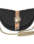 American Darling Cross body Bag for Women, Premium Suede Leather with Hand Tooled Floral Trim, Western Concho & Chain Strap