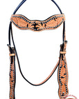 HILASON Western Horse Headstall Breast Collar Tack Set Genuine American Leather