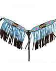 Hilason Western Horse Breast Collar Leather Beaded Inlay Turquoise