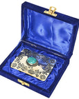 American Darling Belt Buckle Engraved Brass Turquoise Rhinestone Scrollwork