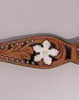 Hilason Western Horse Hand Tooled Genuine Leather Headstall Tan