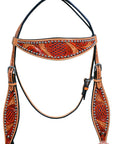 HILASON Western Horse Headstall Tack Genuine American Leather Tan