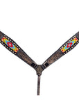 HILASON Western Genuine Leather Horse Breast Collar Tack Dark Brown Beaded