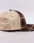 Cactus Ropes Plaid Trucker Cap Brown Embroidered Logo & Two-Tone Design