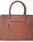 AMERICAN DARLING Tooled Leather & Cowhide Satchel Bag Hand-Carved Floral Border