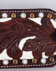 HILASON Western Horse Halter Noseband Genuine American Leather Dark Brown w/ Rivets