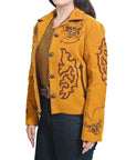 American Darling Women’s Western Embroidered Blazer Jacket | Mustard Fabric Shirt | Studded Cowgirl Style | Excellent Fit