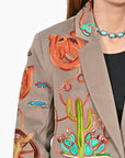 American Darling Women’s Western Embroidered Blazer Jacket Cowgirl Rodeo NFR Vintage Cactus Wagon Tailored Fashion Coat