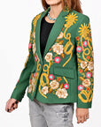 American Darling Women’s Western Embroidered Blazer Green Cowgirl Rodeo NFR Floral Spurs Bronco Horseshoe Tailored Jacket
