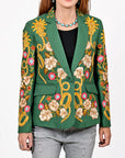 American Darling Women’s Western Embroidered Blazer Green Cowgirl Rodeo NFR Floral Spurs Bronco Horseshoe Tailored Jacket