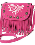 American Darling Genuine Suede Leather Cross body Bag - Fringe, Embroidery & Concho Eco-Friendly Vegetable Tanned Purse