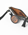 American Darling Genuine Suede Leather Western Wristlet Clutch Floral Scroll