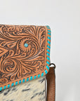 American Darling Hair-On Hide & Hand-Tooled Genuine Leather Star Crossbody Bag