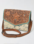 American Darling Hair-On Hide & Hand-Tooled Genuine Leather Star Crossbody Bag