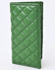 NEVER MIND Quilted Leather Continental Bifold Wallet Organizer