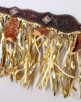 Hilason Western Horse Hand Tooled Genuine Leather Breast Collar Brown with Fringes
