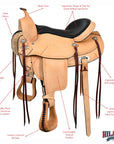 Tan HILASON Western Horse Saddle American Leather Flex Tree Trail & Pleasure
