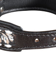 Hilason Heavy Duty Handpainted Genuine Leather Dog Collar Black with buckstich