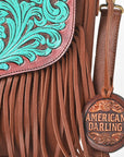 American Darling Hand-Tooled Full Grain Leather Crossbody Bag Vegetable Tanned