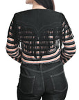 American Darling Women’s Genuine Suede Leather Fringe Vest - Western Cropped Cowgirl Yoke Black Boho Fringe Cape